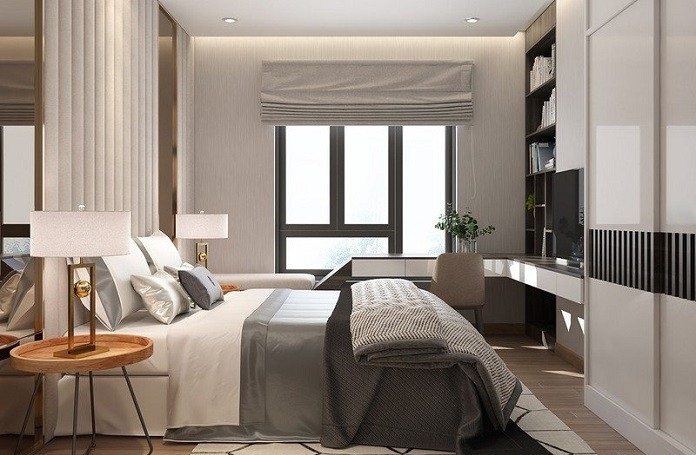 Cửa nhôm kinh trong phòng ngủ